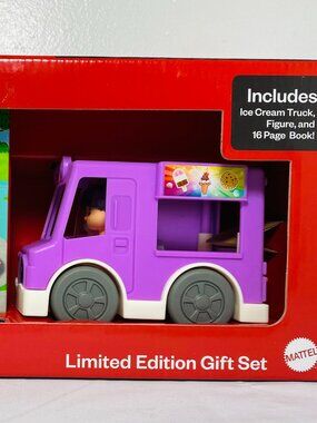 NEW Fisher-Price Little People Mattel Ice Cream Truck/Figure/Book Lmtd Ed Set